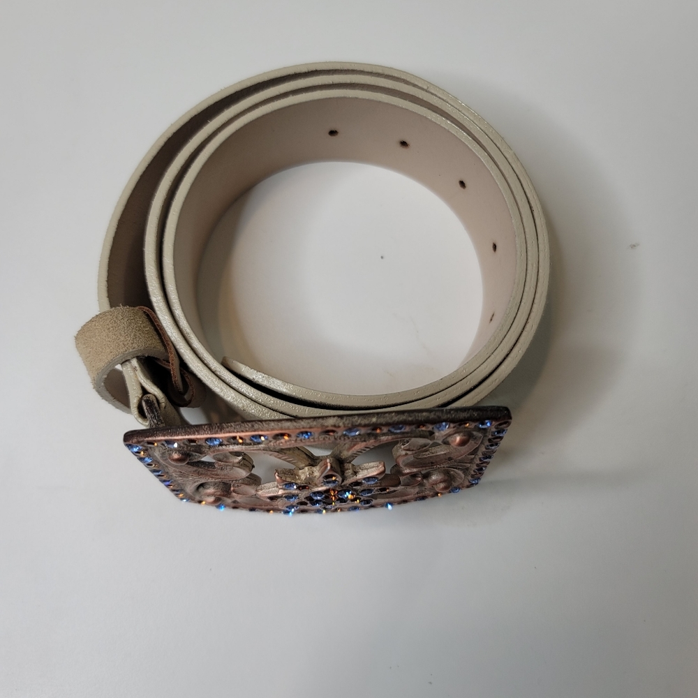 Brambilla Genuine Leather Belt Jeweled Buckle  L - Picture 5 of 7